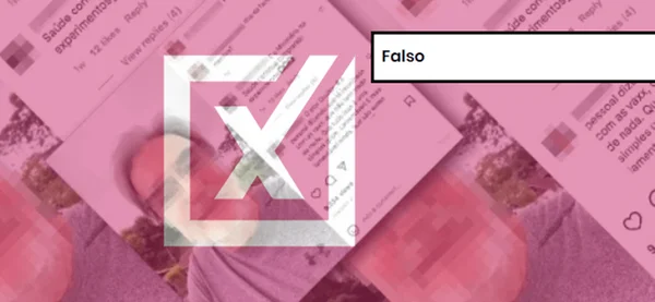Print de publicação nas redes sociais com etiqueta de conteúdo falso
