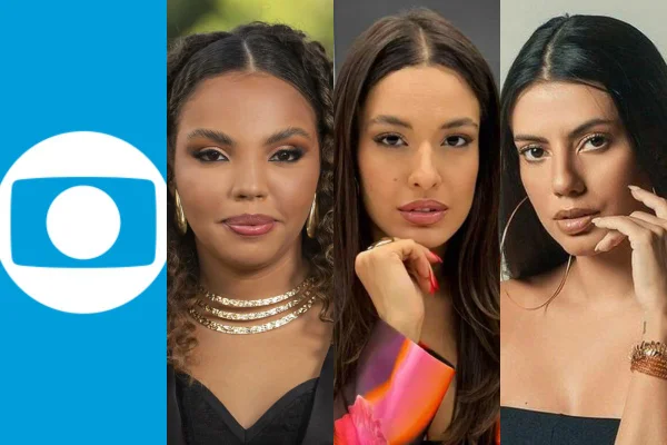 Montagem colorida Globo e as ex-BBBs Pitel, Beatriz e Fernanda - Metrópoles