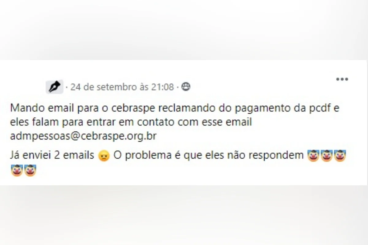 Segundo uma das coordenadoras do concurso da PCDF, o pagamento deveria ocorrer em até 15 dias úteis Segundo uma das coordenadoras do concurso da PCDF, o pagamento deveria ocorrer em até 15 dias úteis