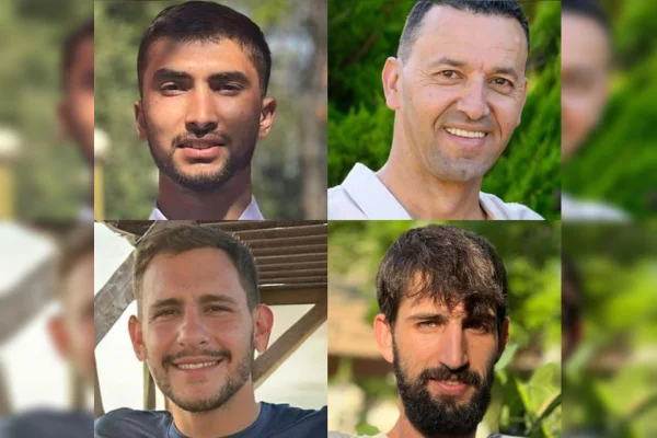 Imagem colorida de reféns israelenses mortos