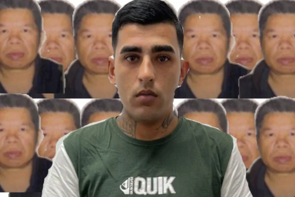 Homem pardo em primeiro plano, com vários rostos de homem chinês de meia idade replicados ao fundo - Metrópoles