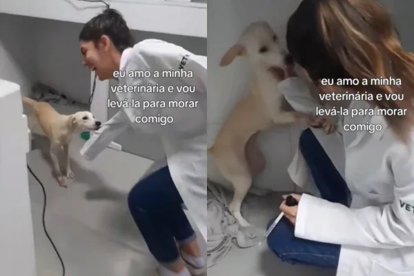 Foto colorida de uma mulher e uma cadela - Metrópoles