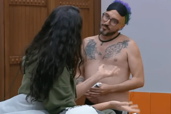 Imagem colorida de Gizelly e Fernando na A Fazenda