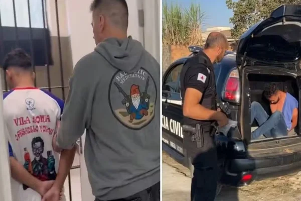 Imagem colorida de criminosos presos - Metrópoles