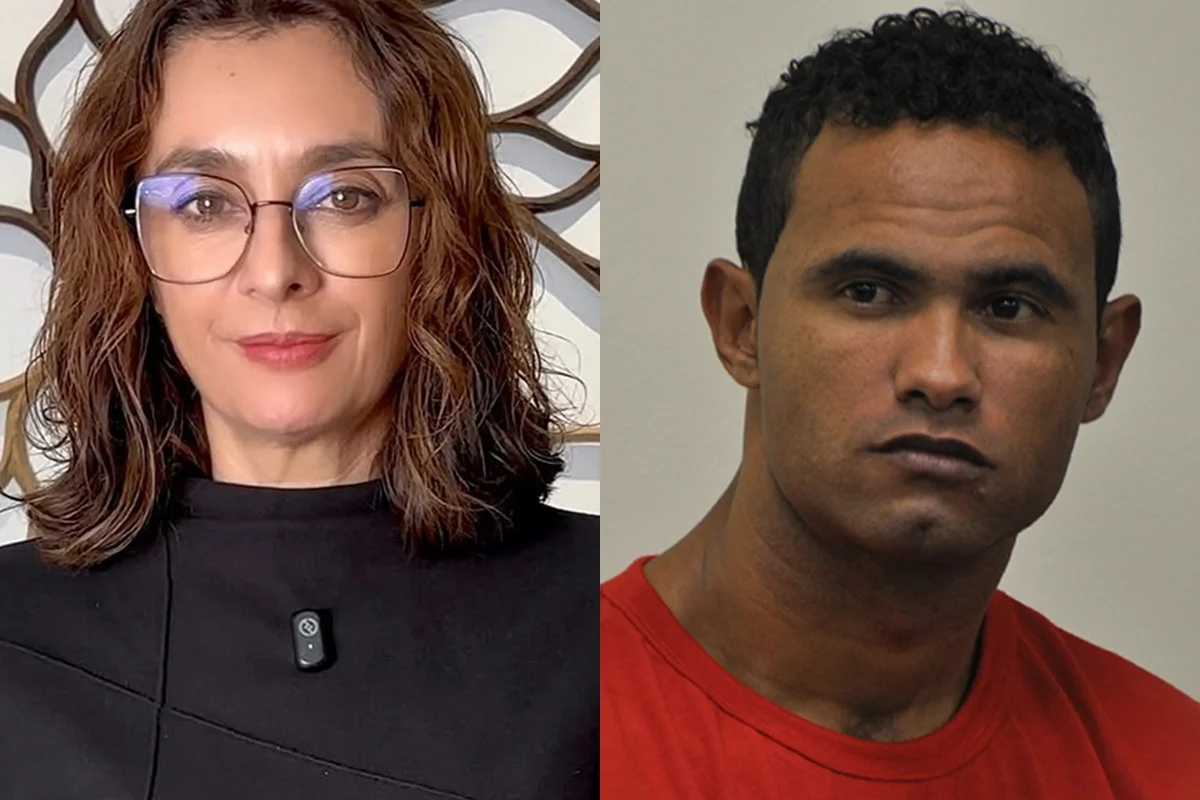Montagem de imagens mostra Catia Fonseca (à esquerda) e goleiro Bruno (à direita) - Metrópoles