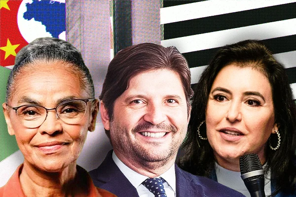 Marina Silva (Rede), André do Prado (PL) e Simone Tebet (PSB)