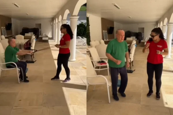 Após rumores, Renato Aragão aparece em vídeo malhando em casa