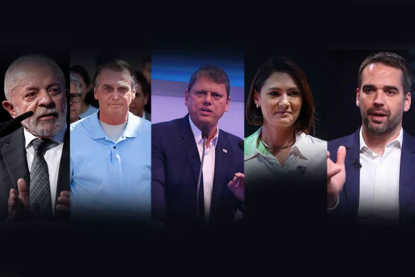 Imagem montada de Lula, Bolsonaro, Tarcísio, Michelle e Eduardo Leite - Metrópoles