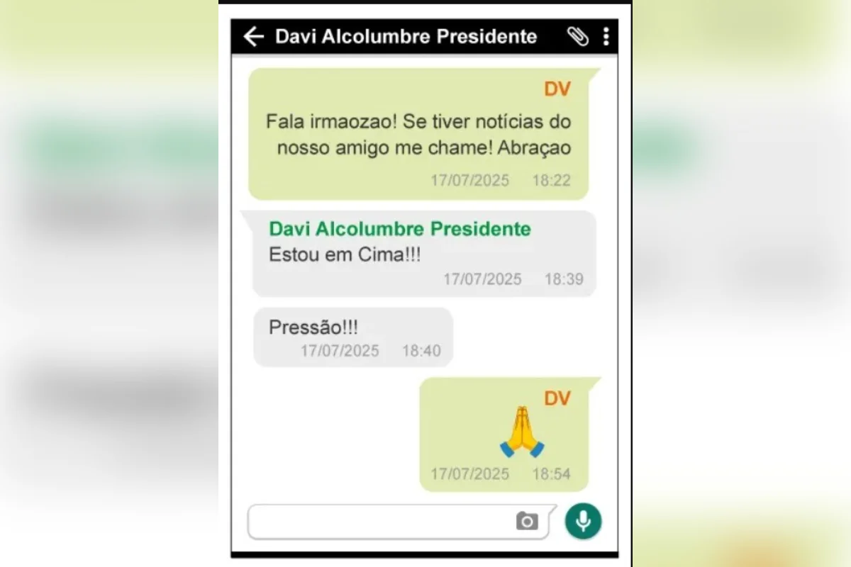 “Fala, meu amor”: mensagens mostram proximidade entre Alcolumbre e Vorcaro - imagem 5 “Fala, meu amor”: mensagens mostram proximidade entre Alcolumbre e Vorcaro - imagem 5