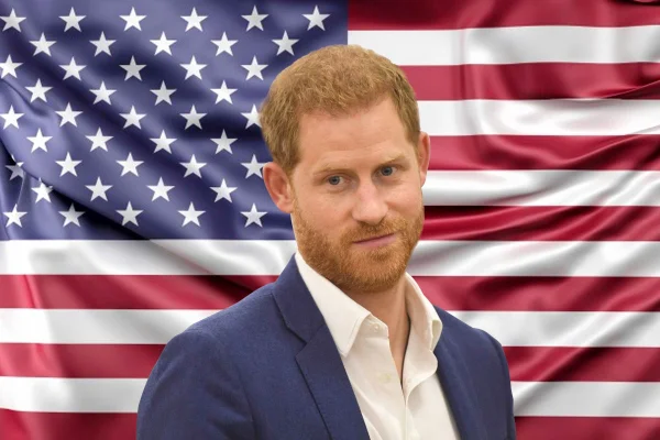 Harry e a bandeira dos Estados Unidos