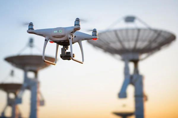 Imagem colorida de um drone voando - Metrópoles