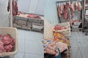 Carnes, peixes, frangos e ossos destinados ao descarte estavam armazenados no mesmo espaço, o que aumenta o risco de contaminação cruzada