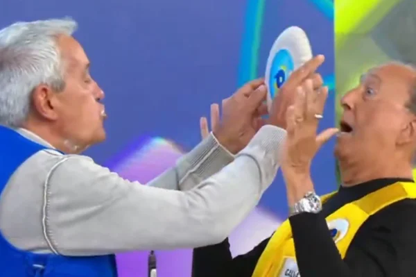 Galvão Bueno levou torta na cara durante o Passa ou Repassa