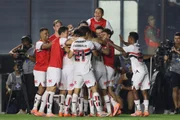 Jogadores do São Paulo comemorando gol diante do Vasco Jogadores do São Paulo comemorando gol diante do Vasco