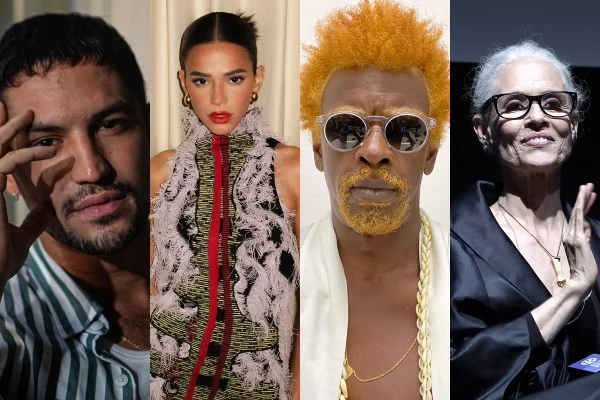 Montagem com fotos coloridas de Gabriel Leone, Bruna Marquezine, Seu Jorge e Sonia Braga - Metrópoles