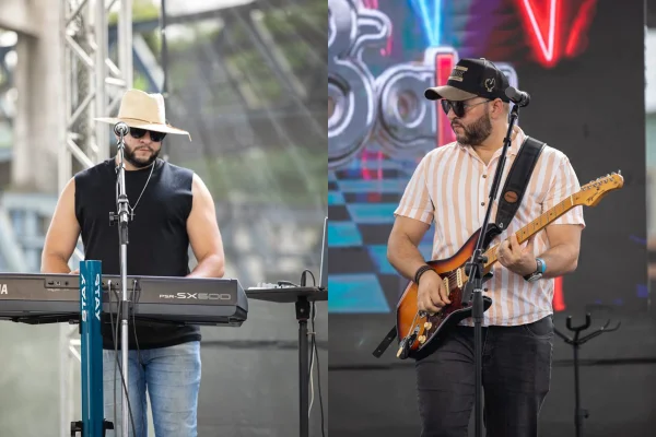 Imagem colorida em montagem de Renner e Ronner, irmãos do trio Zero Bala - Metrópoles