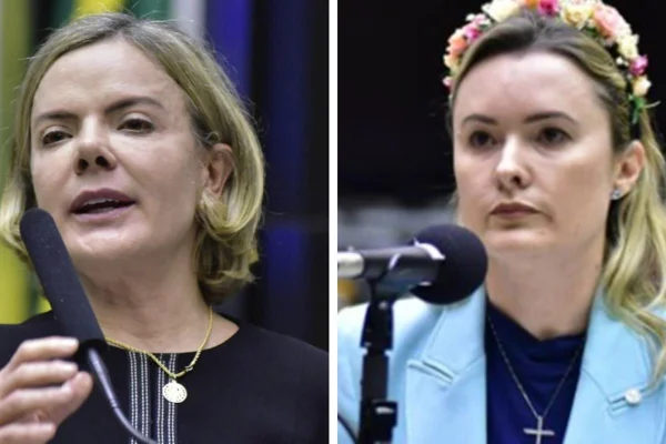 Foto colorida das deputadas federais Gleisi Hoffmann e Julia Zanatta - Metrópoles