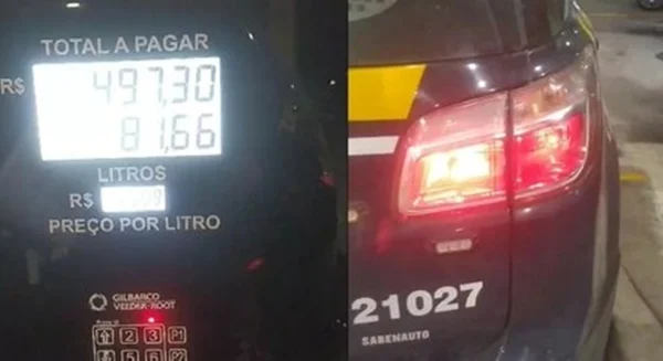 PRF abastece viatura, percebe fraude da 'bomba baixa'