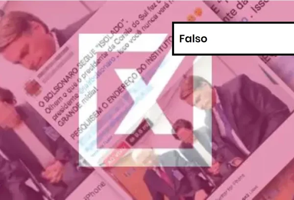 Imagem colorida de postagem falsa sobre encontro de pastor sul-coreano com Bolsonaro