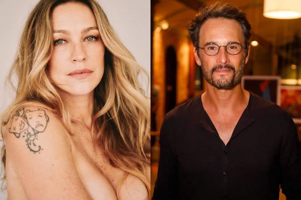 Montagem com fotos coloridas de Luana Piovani e Rodrigo Santoro - Metrópoles
