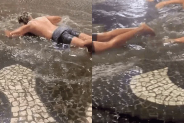 Calouros deitam e “nadam” em poças d’água durante trote universitário