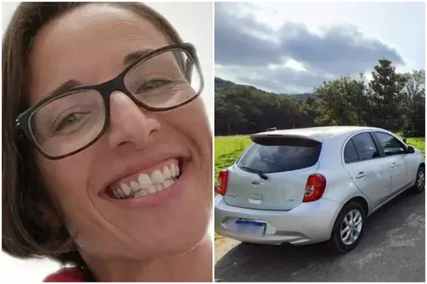 Imagem colorida mostra, à esquerda, enfermeira desaparecida e, à direita, o carro que foi encontrado abandonado - Metrópoles