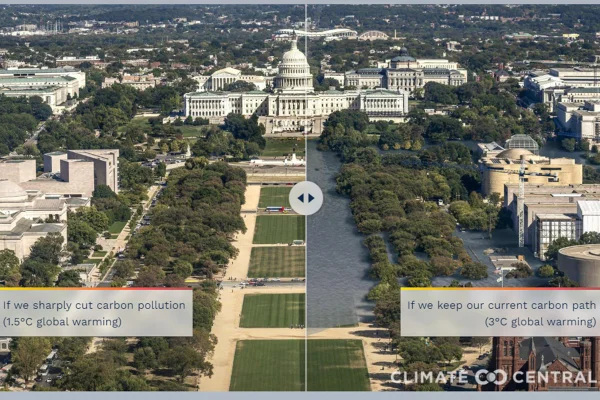 Imagem de Washington com futura inundação do mar