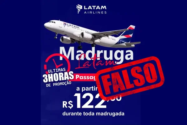 imagem colorida de promoção falsa da latam