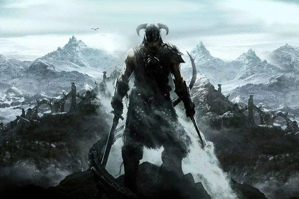 foto de um personagem sombrio do jogo skyrim em tons frios - Metrópoles