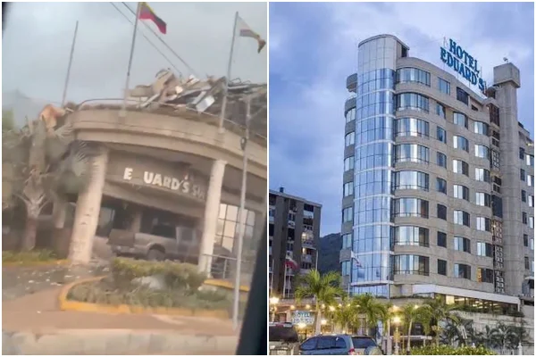 Hotel fica destruído após terremoto na Venezuela