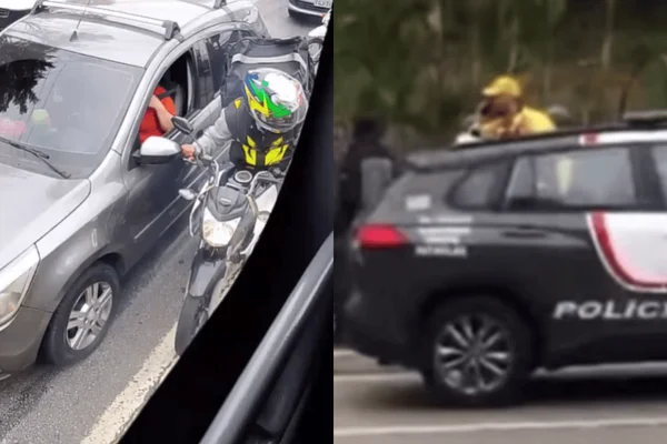 Imagem colorida de um homem suspeito de assaltar um carro que foi baleado por um PM - Metrópoles