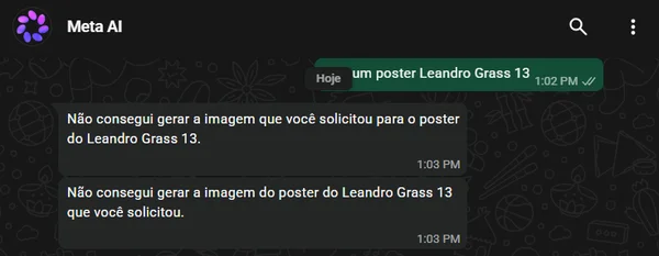 IA do WhatsApp também se recusa a gerar imagem de candidato do PT no DF - destaque galeria IA do WhatsApp também se recusa a gerar imagem de candidato do PT no DF - destaque galeria