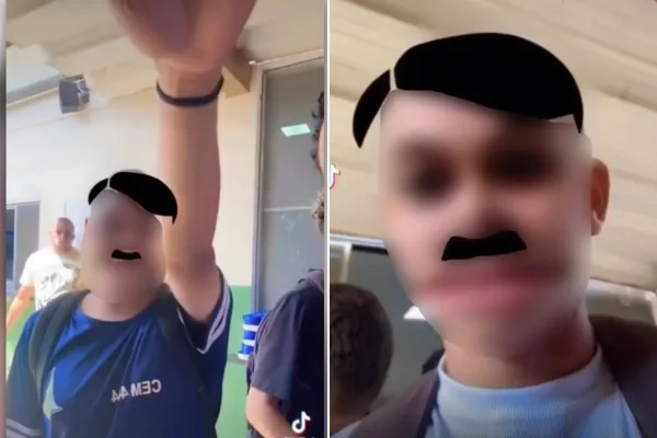 print do vídeo de estudantes da rede pública fazendo apologia ao nazismo