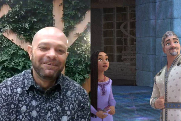 montagem com foto de homem careca com barba e blusa estampada e desenho com jovem de vestido roxo e homem mais velho de roupa branca - metrópoles