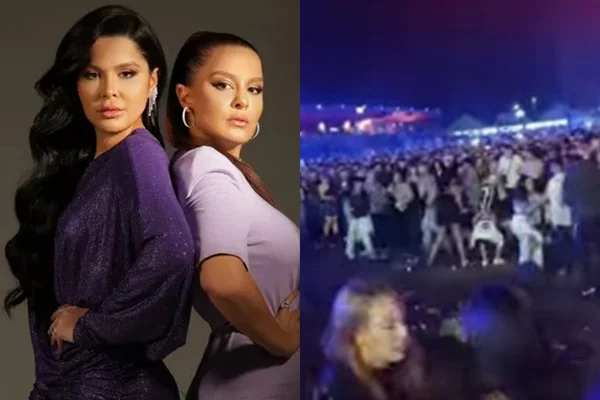 Maiara e Maraísa interrompem show por causa de briga (Reprodução/Montagem)