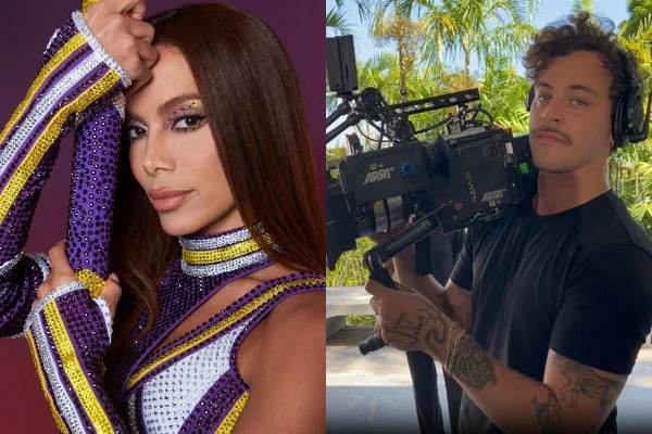 Montagem com fotos coloridas de Anitta e Pedro Cantelmo - Metrópoles