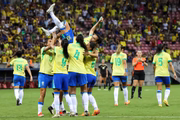 O estádio também recebeu amistoso da Seleção Brasileira Feminina contra a Jamaica, com gol da Rainha Marta