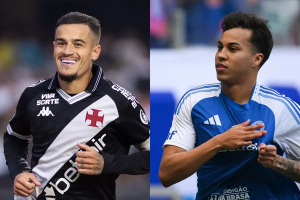 Foto colorida de Coutinho e Kaio Jorge, estrelas de Vasco e Cruzeiro - Metrópoles