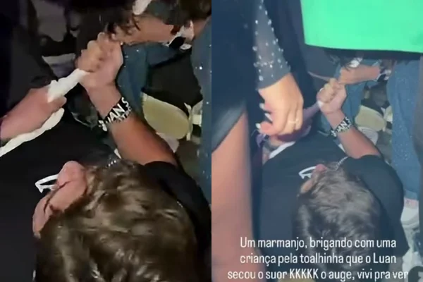 Namorado de fã de Luan Santana briga com criança por toalha jogada pelo cantor em show em SP