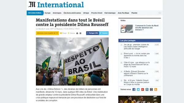 Manifestações contra o governo de Dilma repercutem no exterior