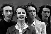 Foto em preto e branco dos Beatles Foto em preto e branco dos Beatles