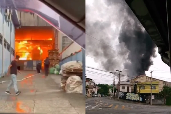 Incêndio atinge fábrica de plástico bolha em Santo André - Metrópoles