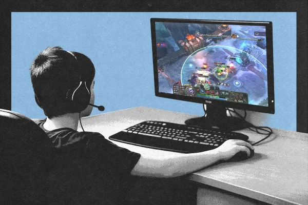 Arte de uma criança jogando League of Legends
