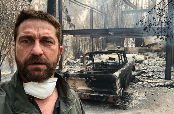 Gerard Butler mostra casa toda queimada após incêndio na Califórnia