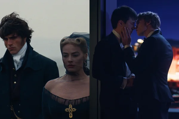 Montagem de imagens mostra cena do filme Morro dos Ventos Uivantes (à esquerda) e Rivalidade Ardente (à direita)