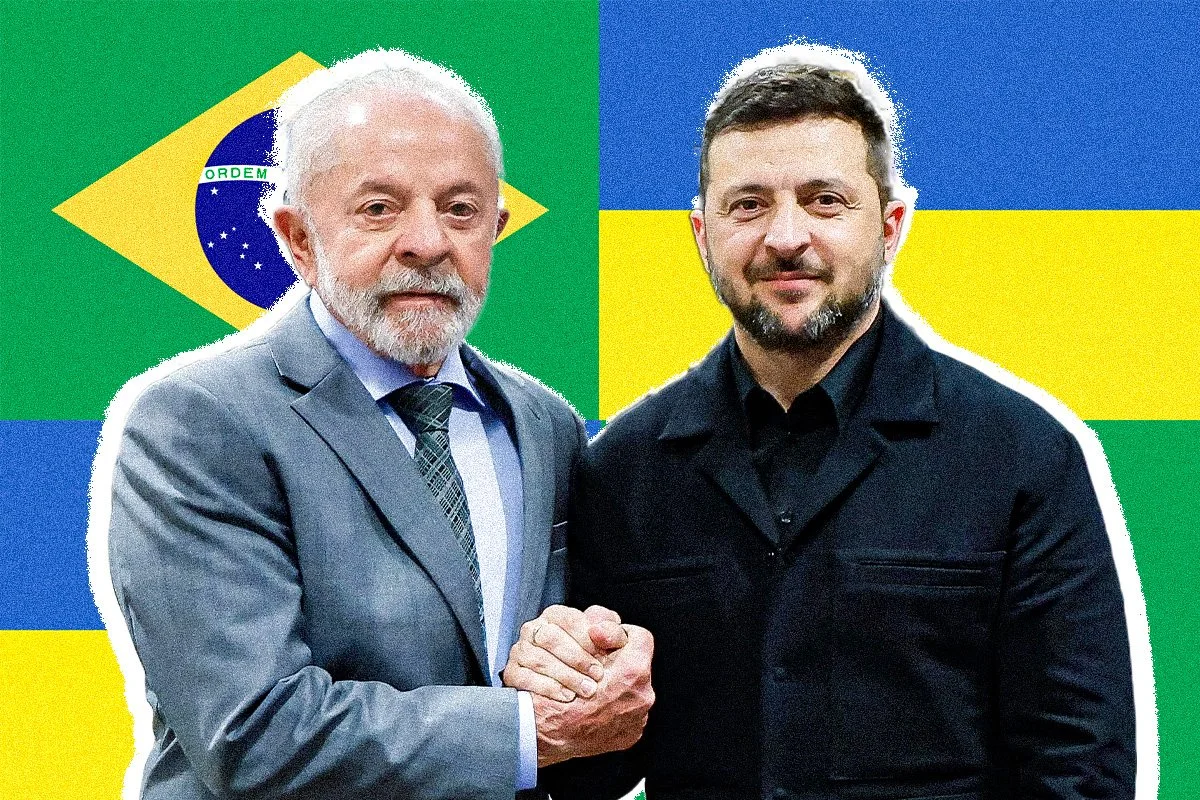 Imagem colorida mostra Lula e Zelensky - Metrópoles