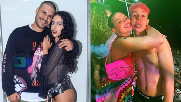 Fotografia colorida de dois casais se abraçando
