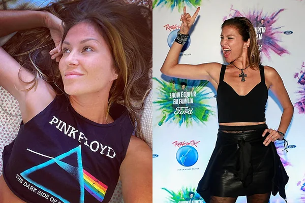 Ellen Jabour com camiseta do Pink Floyd e no Rock in Rio