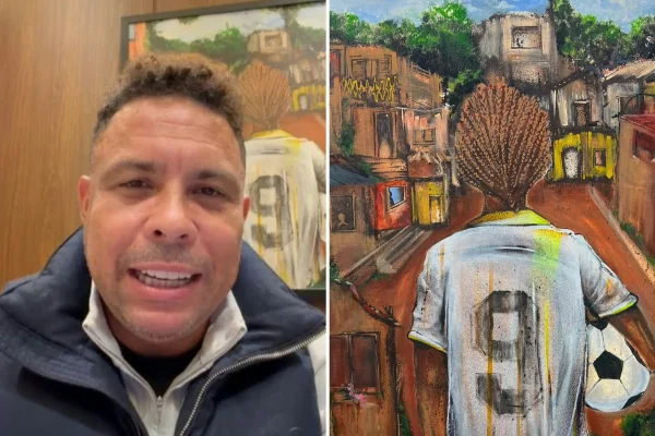 Imagem mostra Ronaldo e tela com camisa - Metrópoles