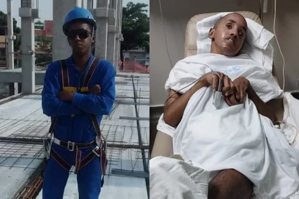 Montagem de fotos mostra Amós Pereira, homem que ficou paraplégico por malformação nas artérias do cérebro MAV